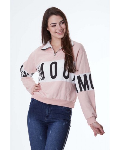 YAKA FERMUAR DETAYLI SWEATSHİRT